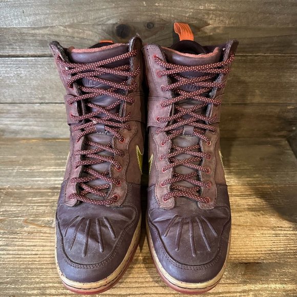 Womens Nike Dunk Super Sky Hi Burgundy Leather Casual Wedges Sneakers‎ Size 8 M - Picture 3 of 6